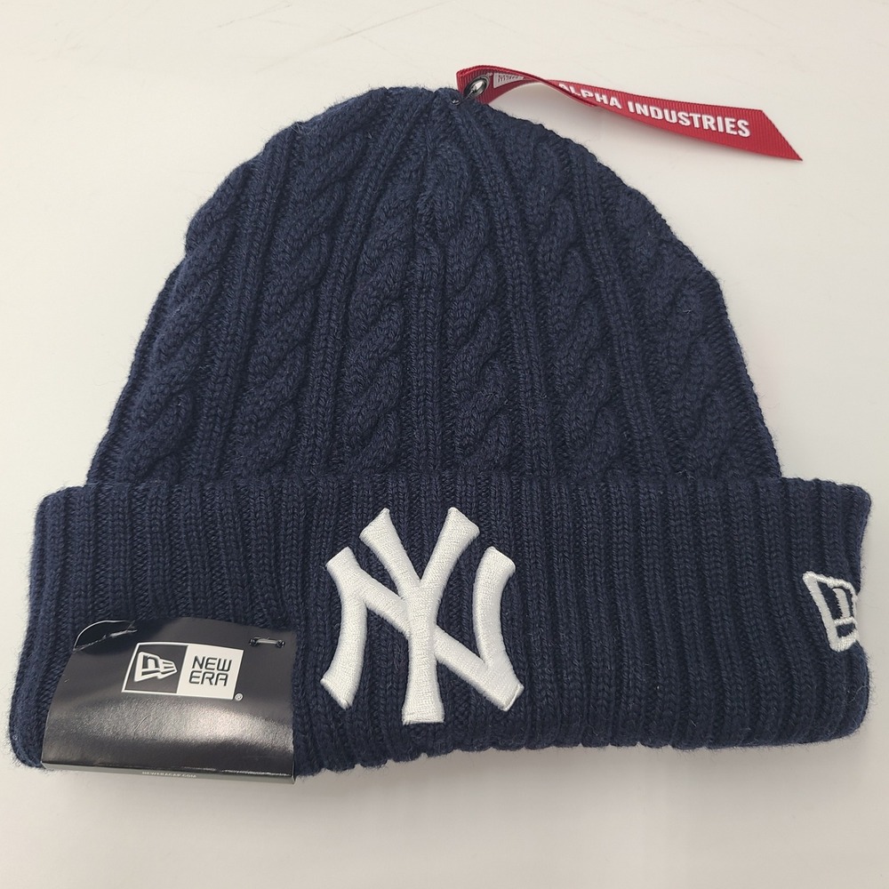 New York Yankees Hat Beanie New Era Alpha Industries Blue MLB Knit Stocking Cap